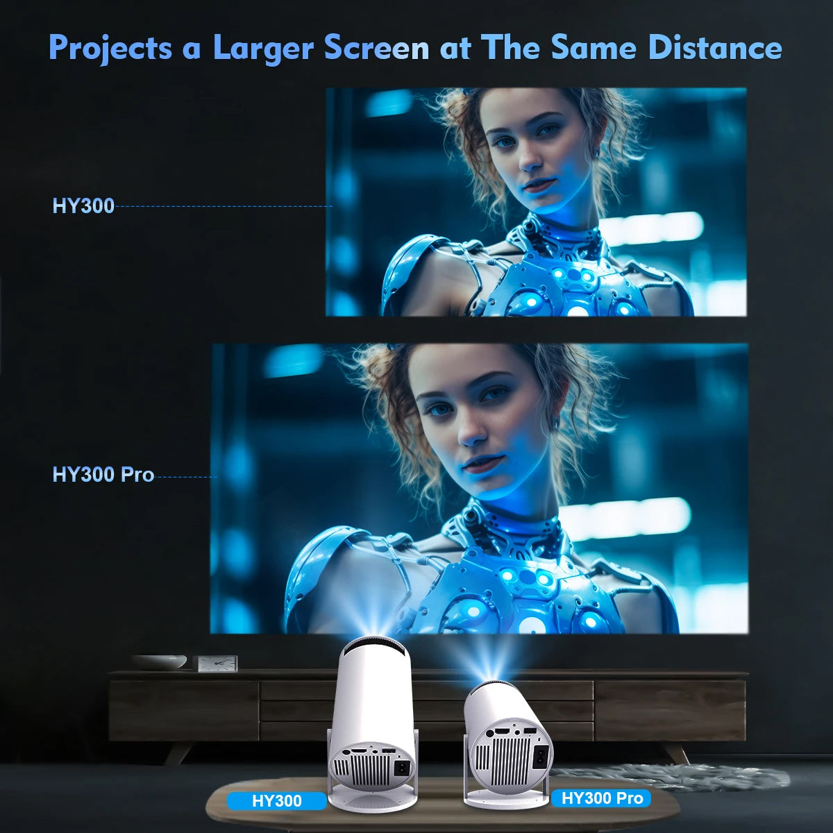 Projector HY300 PRO 4K Android 11 Dual Wifi6 260ANSI Allwinner H713 BT5.0 1080P 1280*720P