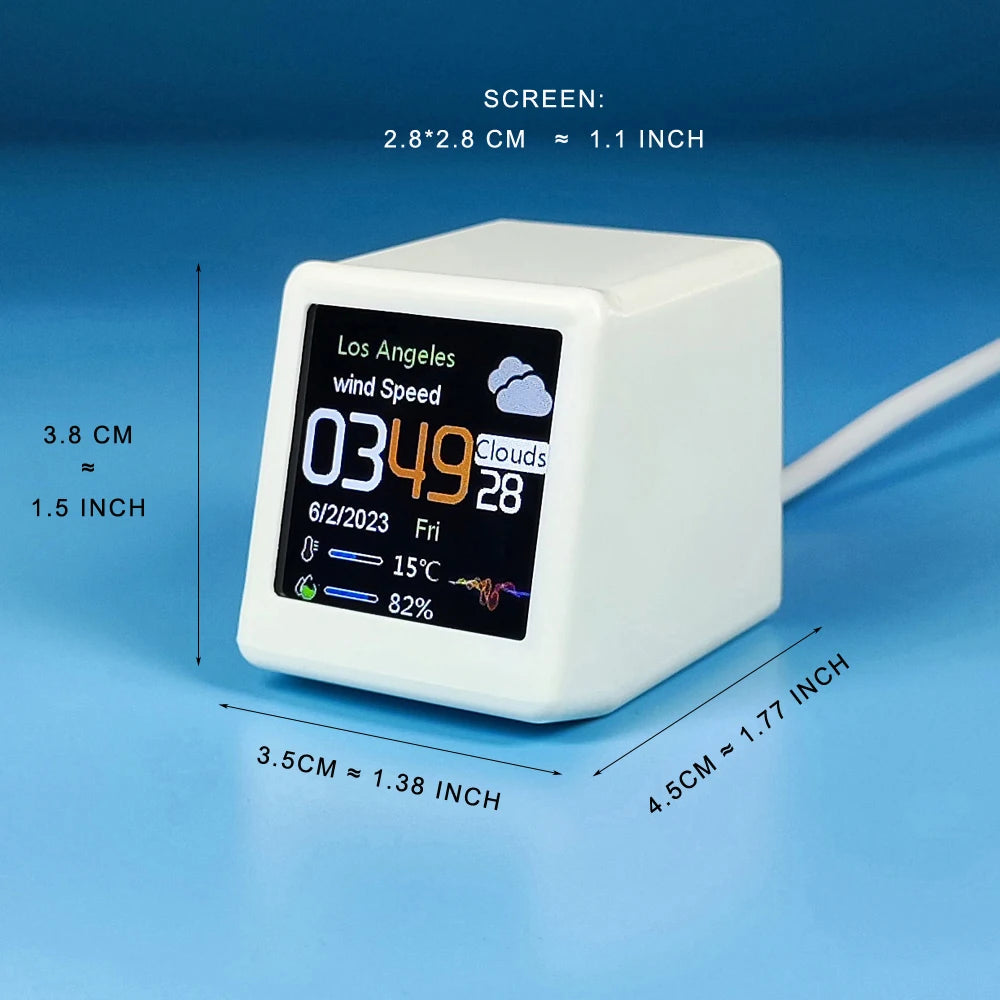 MINI Size Smart WIFI Weather Station Clock for Game Room Decoration. DIY Cute GIF Animations and Electronic Album Function