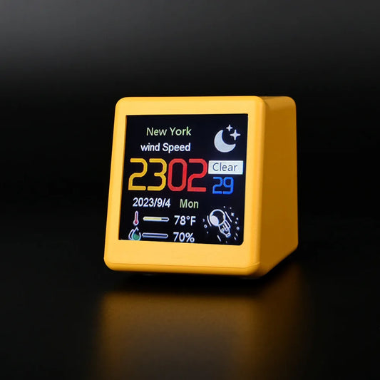 MINI Size Smart WIFI Weather Station Clock for Game Room Decoration. DIY Cute GIF Animations and Electronic Album Function